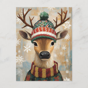Festive Christmas Greeting with Deer Postcard