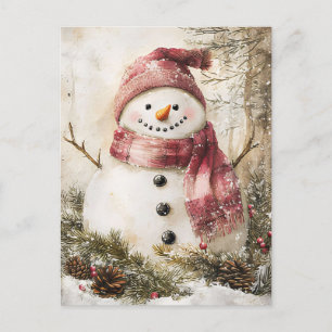 Festive Christmas Greeting with Snowman Postcard