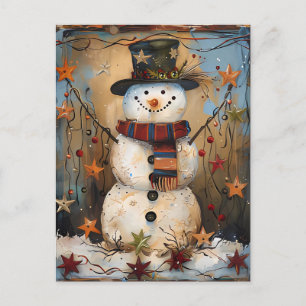 Festive Christmas Greeting with Snowman Postcard