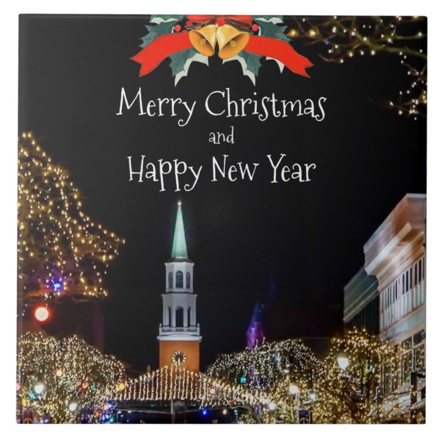 Festive Christmas Greetings Ceramic Tile (Front)