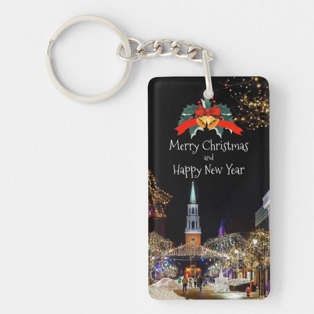 Festive Christmas Greetings Key Ring (Front)