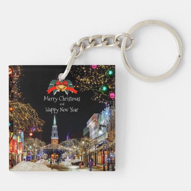 Festive Christmas Greetings Key Ring (Back)