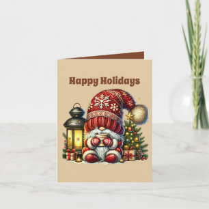 Festive Christmas happy Holidays gnome Holiday Card
