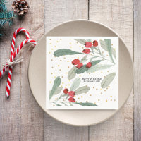Festive Christmas Holiday Botanicals Gold Dots