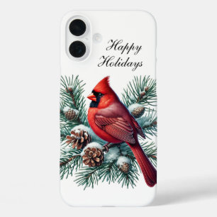 Festive Christmas Holiday Cardinal customisable  iPhone 16 Plus Case