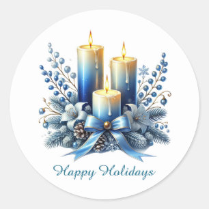 Festive Christmas Holiday customisable candles Classic Round Sticker