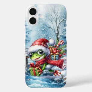Festive Christmas Holiday frog iPhone 16 Plus Case