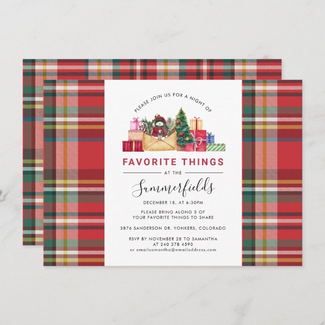 Festive Christmas Holiday Gift Exchange Party Invitation (Front/Back)