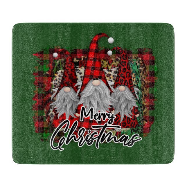 festive Christmas Holiday gnome Cutting Board (Front)