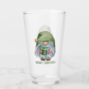 festive Christmas Holiday gnome Glass