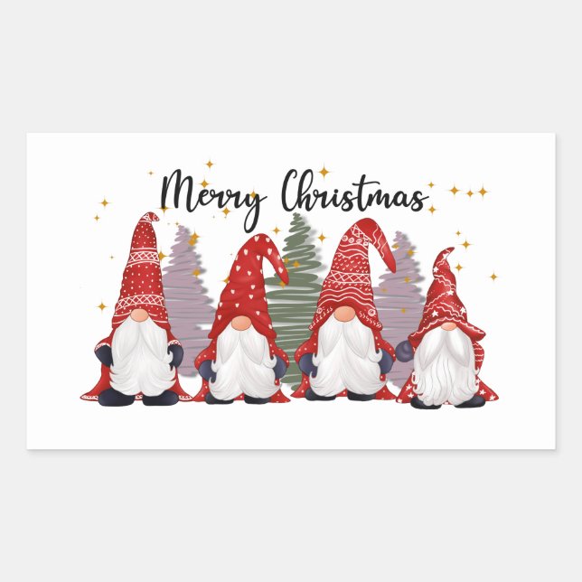 Festive Christmas Holiday gnome Square Sticker (Front)