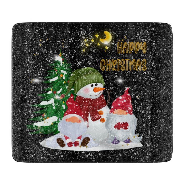festive Christmas Holiday  gnomes Cutting Board (Front)