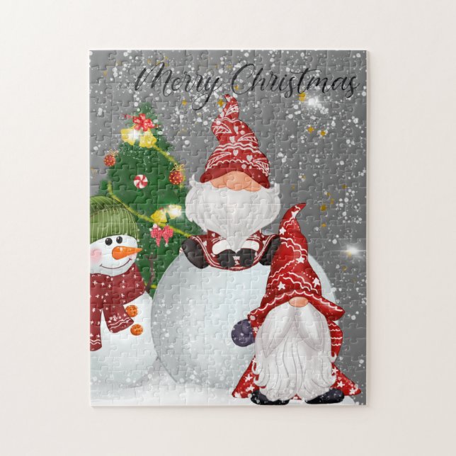 festive Christmas Holiday gnomes jigsaw puzzle (Vertical)