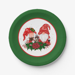 festive Christmas Holiday gnomes party Paper Plate