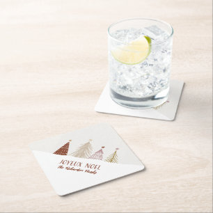 Festive Christmas Holiday Joyeux Noel Party Chic Paper Coaster