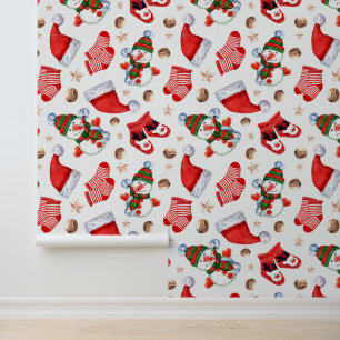 Festive Christmas Holiday mix tiled Wallpaper