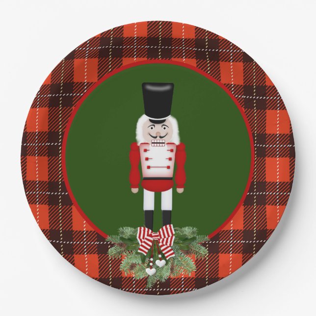 Festive Christmas Holiday nutcracker Paper Plate (Front)