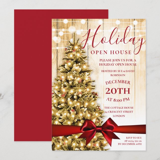 Festive Christmas Holiday Open House Lights Invitation (Front/Back)