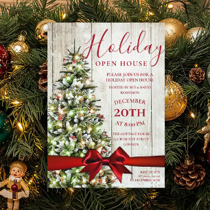 Festive Christmas Holiday Open House Party Invitation