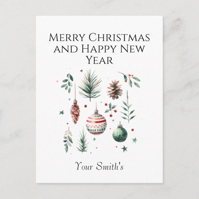 Festive Christmas Holiday Postcard (Front)