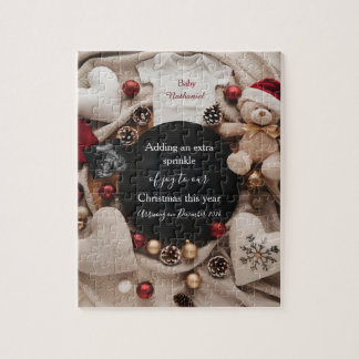 festive Christmas holiday Pregnancy Announcement Jigsaw Puzzle