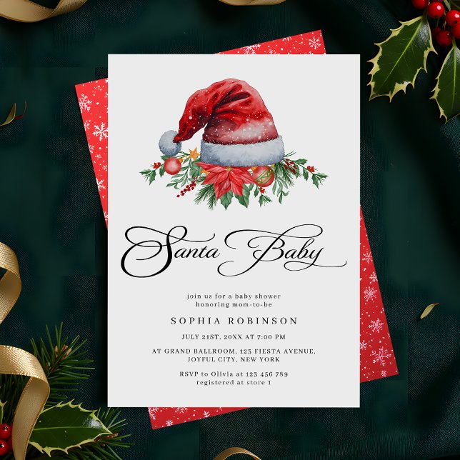 Festive Christmas Holiday Santa Baby Shower Invitation (Creator Uploaded)