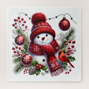 Festive Christmas Holiday snowman Jigsaw Puzzle