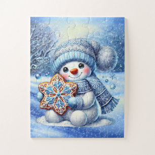 Festive Christmas Holiday snowman large pieces Jigsaw Puzzle