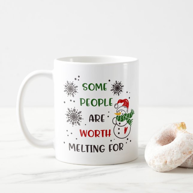 Festive Christmas Holiday Snowman Mug (With Donut)