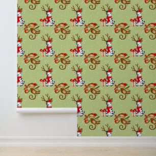 Festive Christmas Holiday tiled jungle Wallpaper