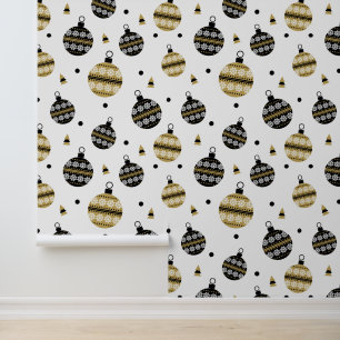 Festive Christmas Holiday tiled ornaments Wallpaper