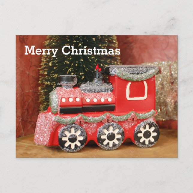 Festive Christmas Holiday Train Postcard (Front)