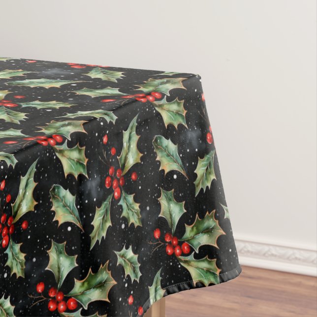 Festive Christmas Holly Berries Tablecloth (In Situ)