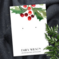 FESTIVE CHRISTMAS HOLLY BERRY STUD EARRING DISPLAY