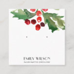 FESTIVE CHRISTMAS HOLLY BERRY STUD EARRING DISPLAY SQUARE BUSINESS CARD<br><div class="desc">If you need any further customisation please feel free to message me on yellowfebstudio@gmail.com.</div>