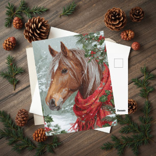 Festive Christmas Horse Greeting Postcard