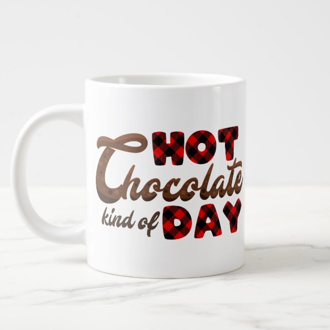 festive Christmas hot chocolate add monogram Large Coffee Mug (Left)