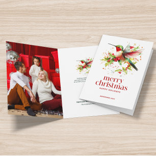 Festive Christmas Hummingbird Custom Photo  Card