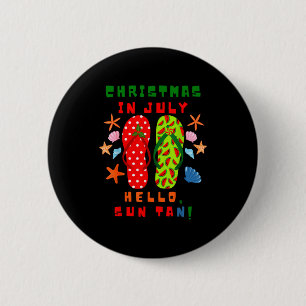 Festive Christmas In July Flip Flop Summer Beach F 6 Cm Round Badge