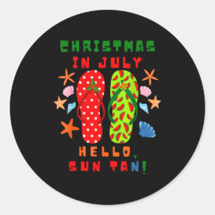 Festive Christmas In July Flip Flop Summer Beach F Classic Round Sticker