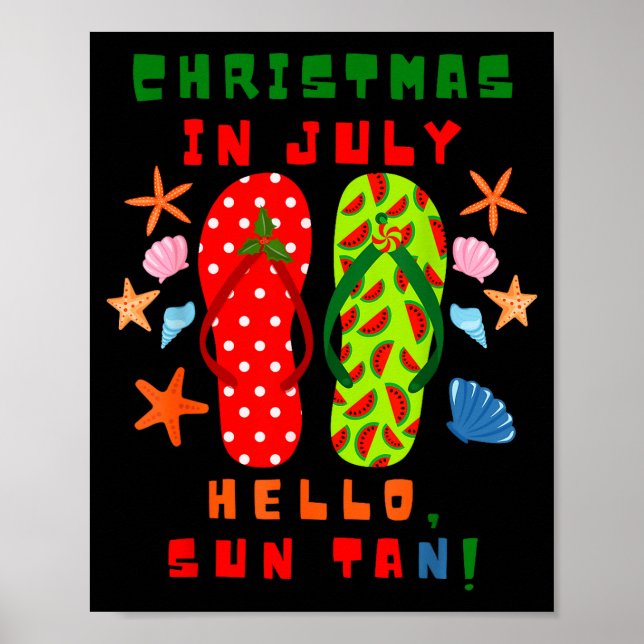 Festive Christmas In July Flip Flop Summer Beach F Poster (Front)