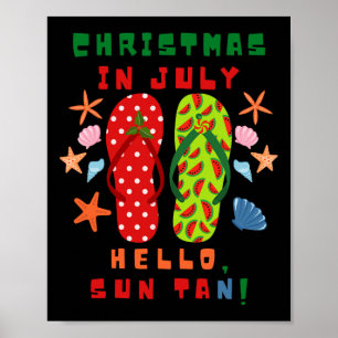 Festive Christmas In July Flip Flop Summer Beach Poster