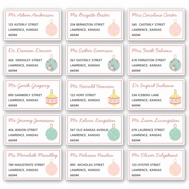 Festive Christmas Individual Name Shipping Address (Front)