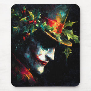 Festive Christmas Joker Portrait Mouse Pad