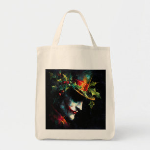 Festive Christmas Joker Portrait Tote Bag