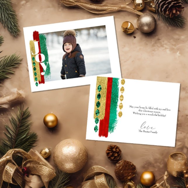 Festive Christmas Joy Family Photo Card (Creator Uploaded)