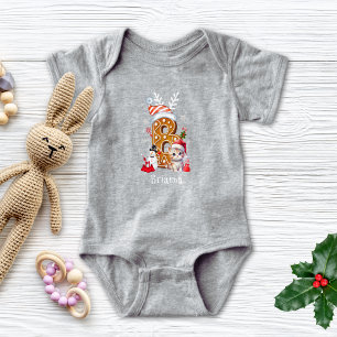 Festive Christmas Kitten Gingerbread Letter B Girl Baby Bodysuit