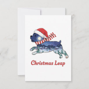 Festive Christmas Leaping Dog   Cute Puppy Santa  Thank You Card
