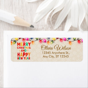 Festive Christmas Lights Holiday Return Address Label