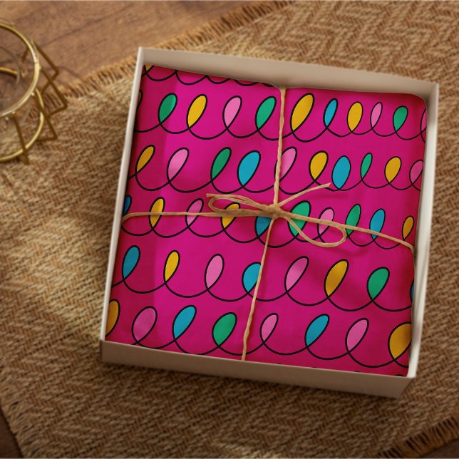 Festive Christmas Lights Pattern Pink Tissue Paper (Creator Uploaded)